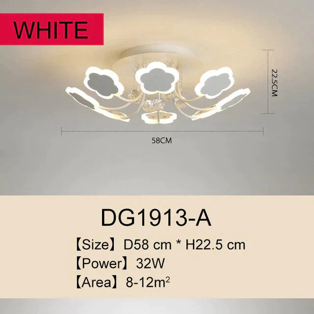 Modern Crystal Pendant Lights White Flower Creative Led Lamp For Living Room Bedroom Kitchen