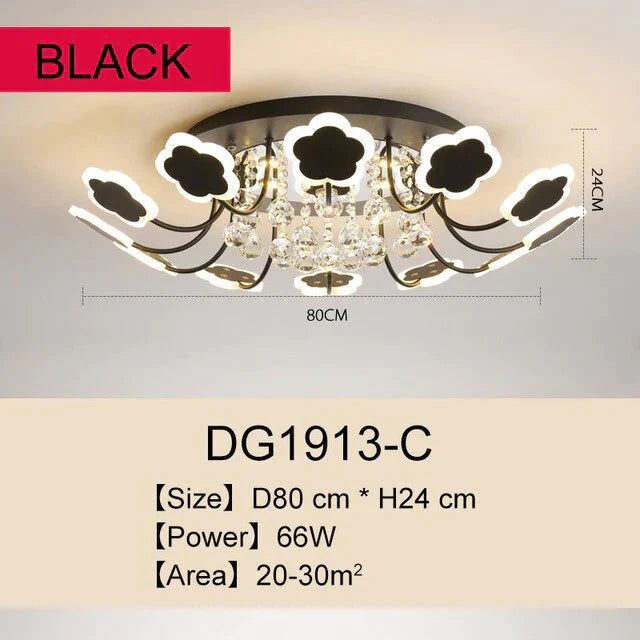 Modern Crystal Pendant Lights White Flower Creative Led Lamp For Living Room Bedroom Kitchen