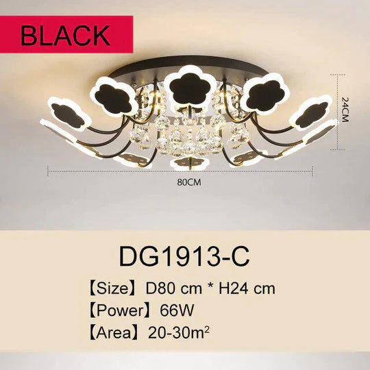 Modern Crystal Pendant Lights White Flower Creative Led Lamp For Living Room Bedroom Kitchen