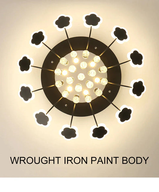 Modern Crystal Pendant Lights White Flower Creative Led Lamp For Living Room Bedroom Kitchen
