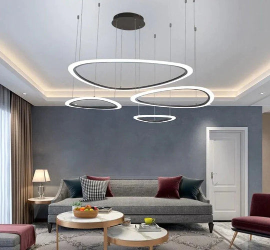 Nordic Led Pendant Lights Art Rings Hanging Lamp For Kitchen Living Room Bedroom Cafe Bar Stair