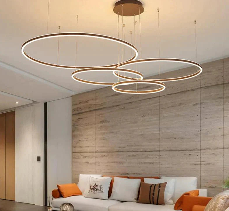 Nordic Led Pendant Lights Art Free Combination Rings Cord Lamp For Living Room Kitchen Cafe Bedroom