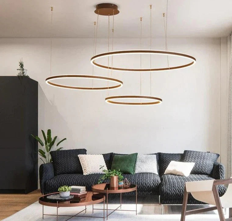 Nordic Led Pendant Lights Art Free Combination Rings Cord Lamp For Living Room Kitchen Cafe Bedroom