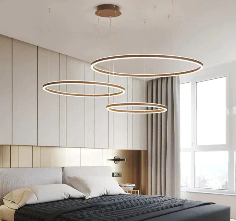 Nordic Led Pendant Lights Art Free Combination Rings Cord Lamp For Living Room Kitchen Cafe Bedroom