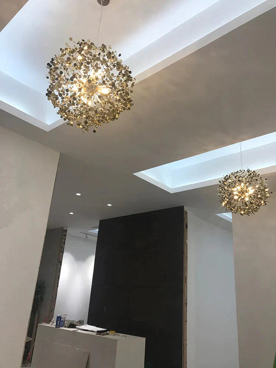 Pendant Light Stainless Steel Shade Dining Room Led Lamps Foyer Modern Golden Lighting Restaurant