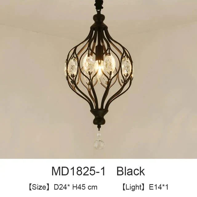 Nordic Crystal Pendant Lights Black Dining Table Lamp Hanging Light For Kitchen Living Room Bedroom