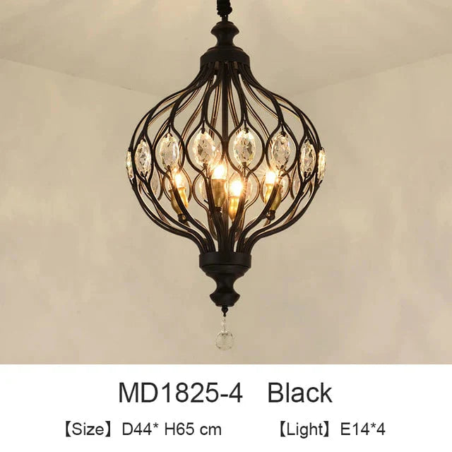 Nordic Crystal Pendant Lights Black Dining Table Lamp Hanging Light For Kitchen Living Room Bedroom