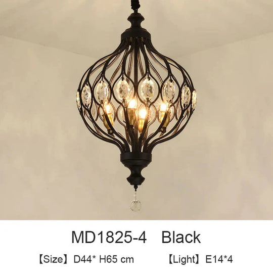 Nordic Crystal Pendant Lights Black Dining Table Lamp Hanging Light For Kitchen Living Room Bedroom