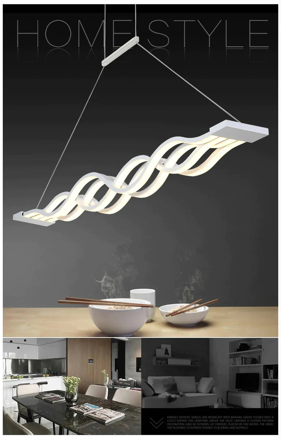 Creative Modern Led Pendant Lights Kitchen Acrylic Lron Suspension Hanging Ceiling Lamp For Dinning