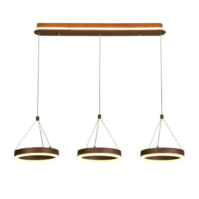Coffee Led Pendant Light Kitchen Dinning Room Backside Lighting 3 Heads Round Acrylic Lamp Lustres