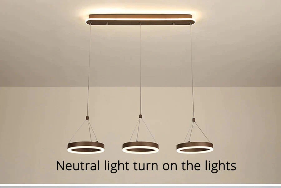 Coffee Led Pendant Light Kitchen Dinning Room Backside Lighting 3 Heads Round Acrylic Lamp Lustres