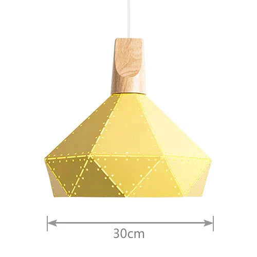 Pendant Light Modern E27 Macron Color Lamp Wood Iron Lampshade Cable 1.2M For Bedroom
