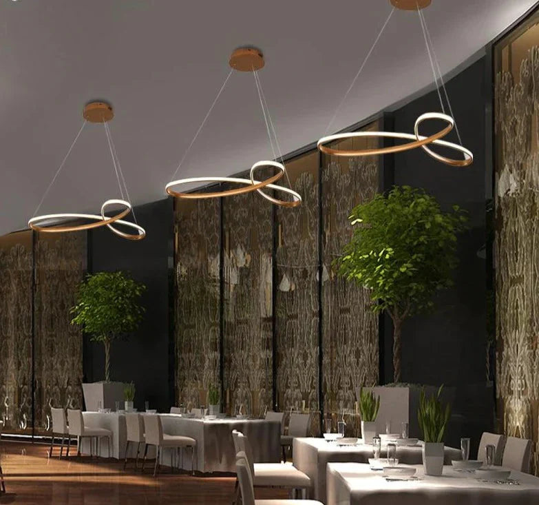 Gold Painted Led Pendant Lights Fashion Living Bedroom Decorative Restaurant Dining Kitchen Lamp