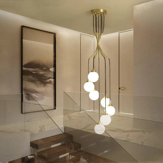 Modern Pendant Light With Round White Glass Ball Living Room Lamp Bedroom Hanging Lighting