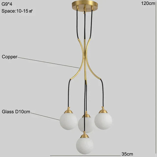 Modern Pendant Light With Round White Glass Ball Living Room Lamp Bedroom Hanging Lighting