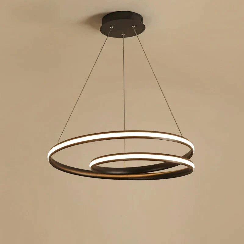 Black Round Modern Led Pendant Lights For Living Room Home Decor Suspension Hanging Lamp Fixtures