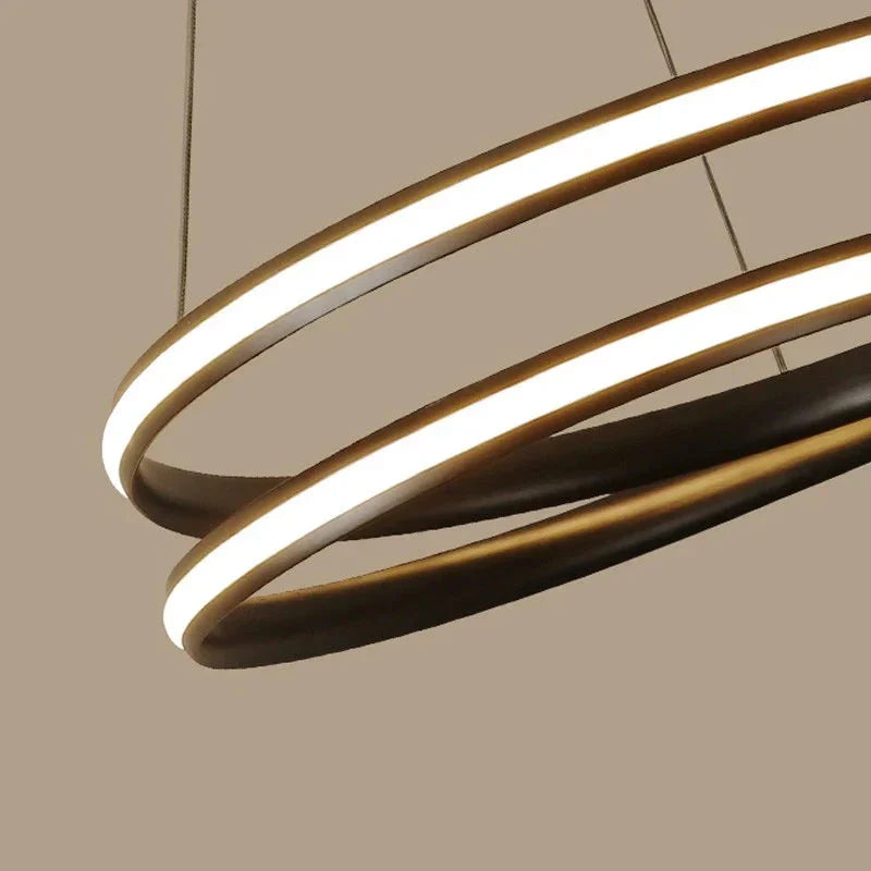 Black Round Modern Led Pendant Lights For Living Room Home Decor Suspension Hanging Lamp Fixtures