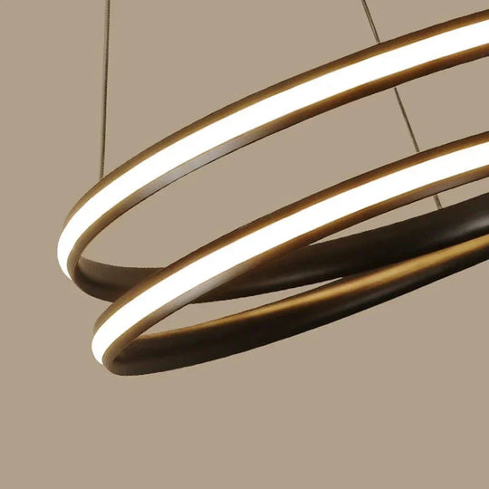 Black Round Modern Led Pendant Lights For Living Room Home Decor Suspension Hanging Lamp Fixtures