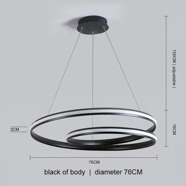 Black Round Modern Led Pendant Lights For Living Room Home Decor Suspension Hanging Lamp Fixtures