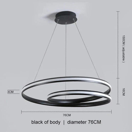 Black Round Modern Led Pendant Lights For Living Room Home Decor Suspension Hanging Lamp Fixtures