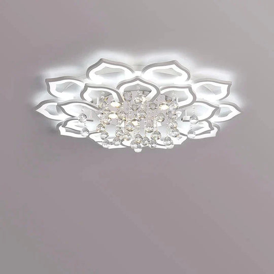 Modern Led Ceiling Lights Fixtures For Living Room White K9 Crystal Home Bedroom Lamp With Remote