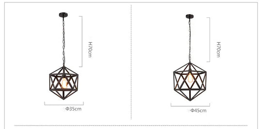 Creative Pendant Lights Loft Retro Industrial Rhombohedron Lamps For Bar/Restaurant Personality