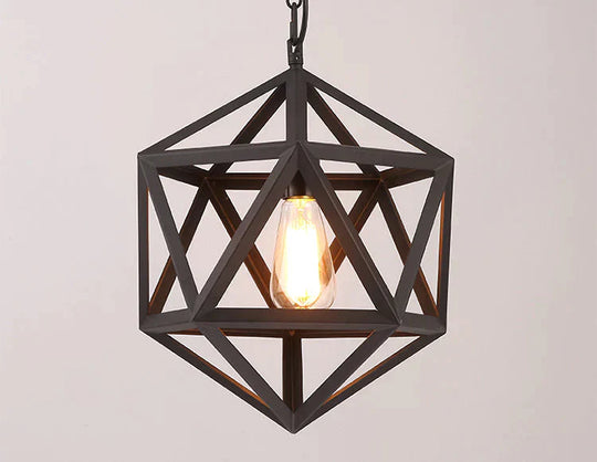 Creative Pendant Lights Loft Retro Industrial Rhombohedron Lamps For Bar/Restaurant Personality