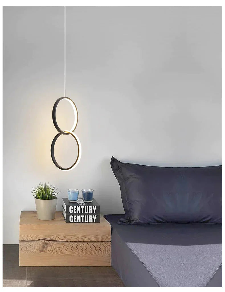 Ring Pendant Light Minimalist /Creative /Personality Bedroom Bedside Led Lights Long Line Hanging