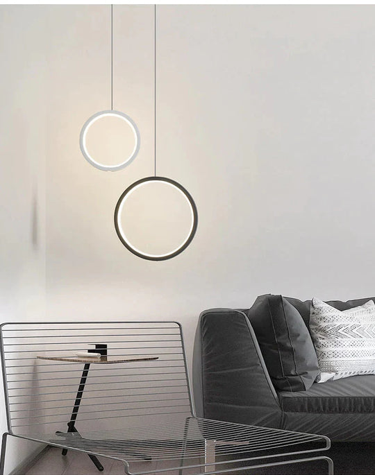 Ring Pendant Light Minimalist /Creative /Personality Bedroom Bedside Led Lights Long Line Hanging