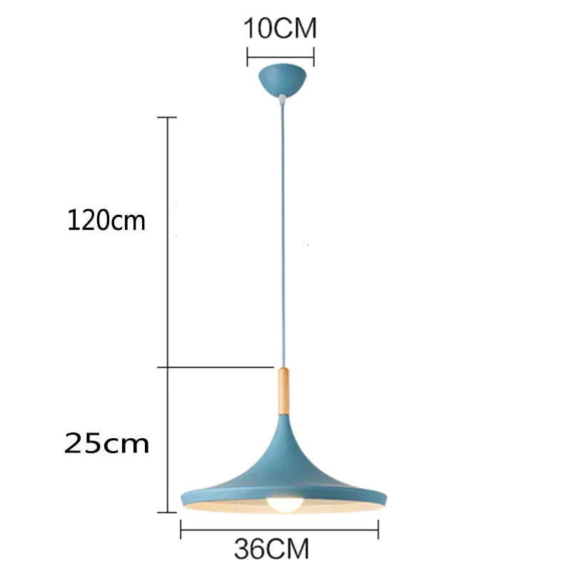 Nordic Creative Bar Loft Pendant Lights Cafe Restaurant Bedroom Multicolor Aluminum Lamp Shade Wood