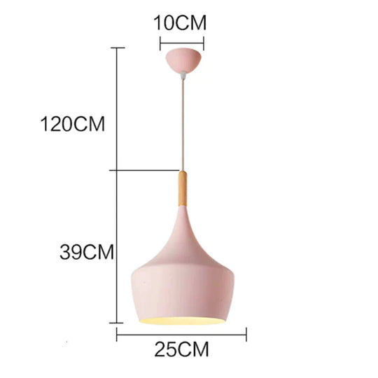 Nordic Creative Bar Loft Pendant Lights Cafe Restaurant Bedroom Multicolor Aluminum Lamp Shade Wood