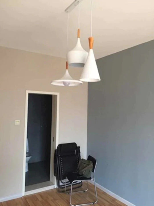 Nordic Creative Bar Loft Pendant Lights Cafe Restaurant Bedroom Multicolor Aluminum Lamp Shade Wood