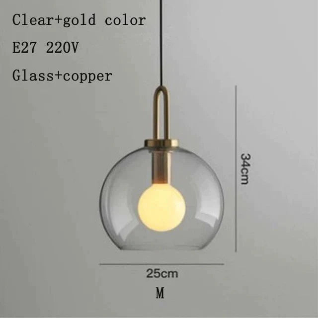 Nordic Modern Simple Glass Ball Led E27 Pendant Lights Interior Lighting Lamps Restaurant Bedroom