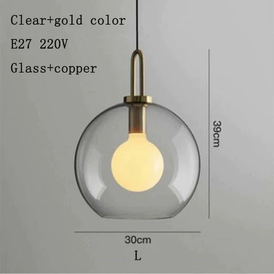 Nordic Modern Simple Glass Ball Led E27 Pendant Lights Interior Lighting Lamps Restaurant Bedroom