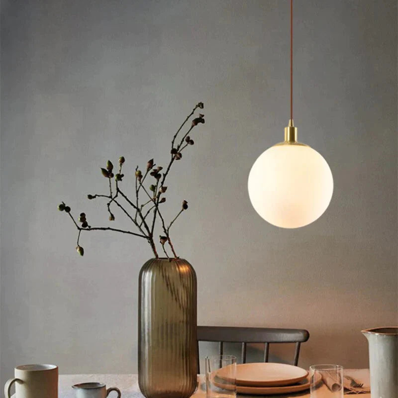 Nordic Loft Brass Single - Head Glass Ball Pendant Lamps E27 Led Hanging Light For Kitchen Living