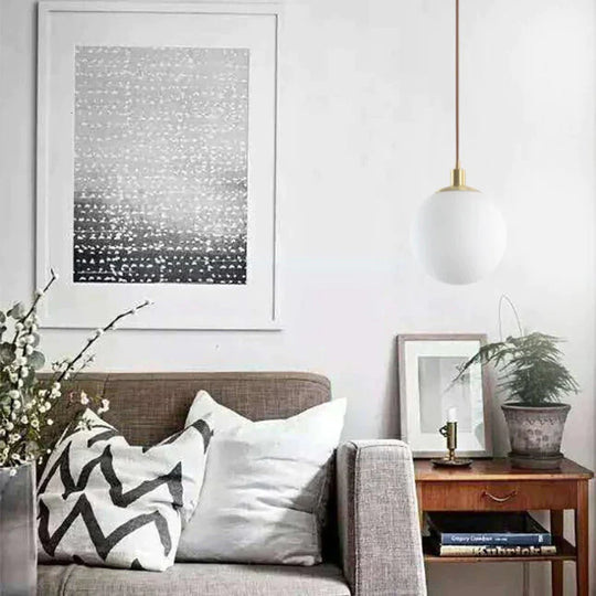 Nordic Loft Brass Single - Head Glass Ball Pendant Lamps E27 Led Hanging Light For Kitchen Living