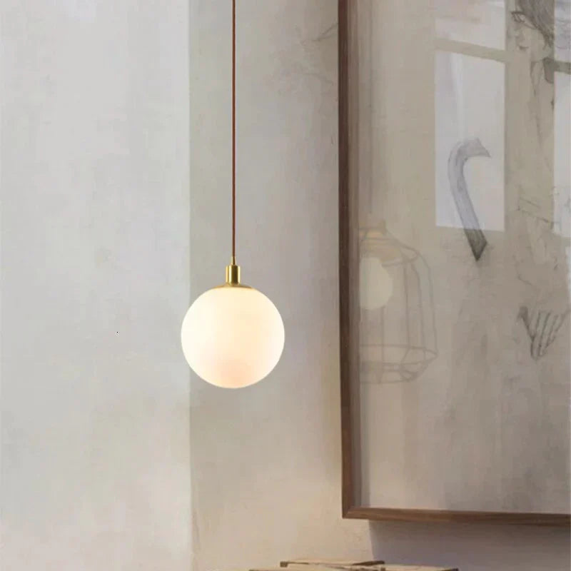 Nordic Loft Brass Single - Head Glass Ball Pendant Lamps E27 Led Hanging Light For Kitchen Living