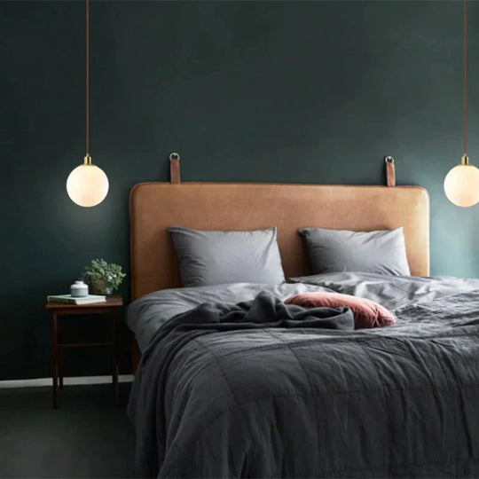 Nordic Loft Brass Single - Head Glass Ball Pendant Lamps E27 Led Hanging Light For Kitchen Living