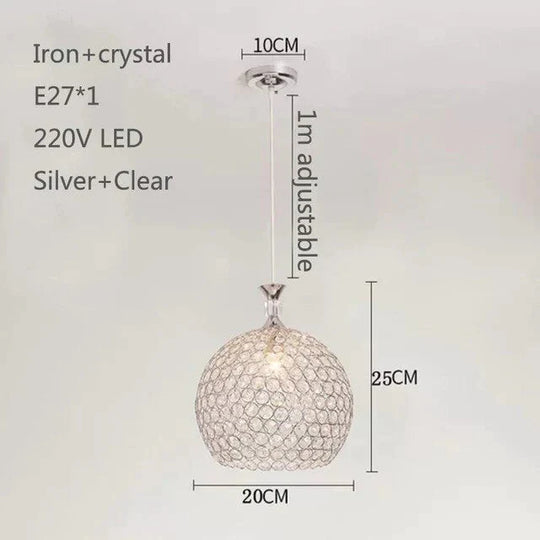 Modern Simplicity Style Indoor Decorations Pendant Lamp E27 Led Crystal Lights For Restaurant 3