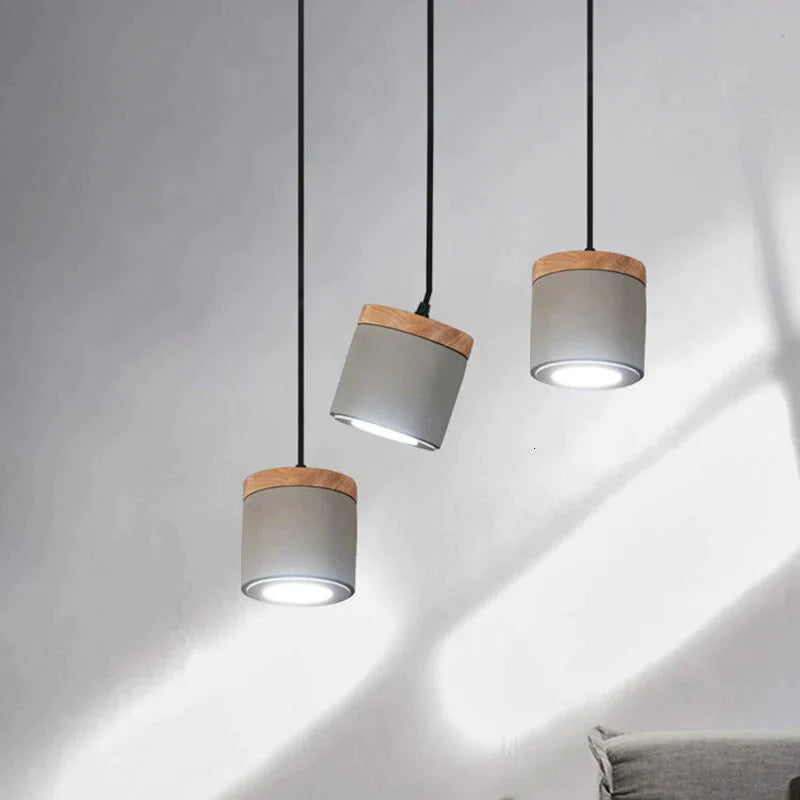 Modern Industrial Led Single Head Cement Pendant Lamps Warm Simple Hanging Light For Living Room