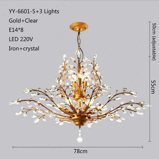 American Luxurious Crystal Chandelier E14 Led For Restaurant Lighting Modern Home Decor Fixtures