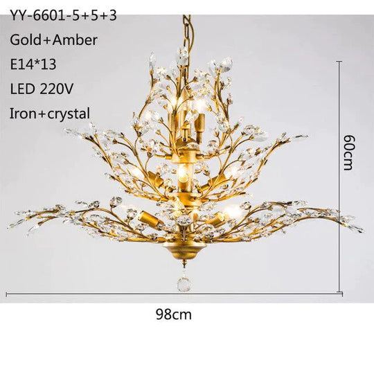 American Luxurious Crystal Chandelier E14 Led For Restaurant Lighting Modern Home Decor Fixtures