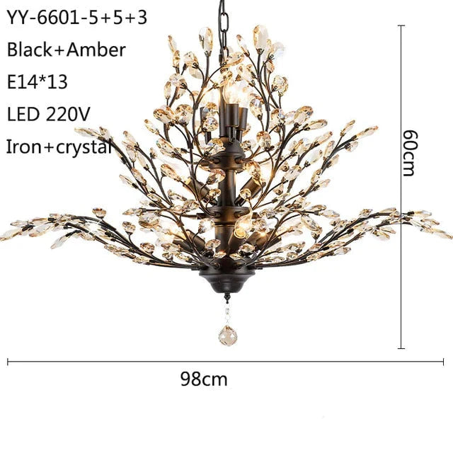 American Luxurious Crystal Chandelier E14 Led For Restaurant Lighting Modern Home Decor Fixtures