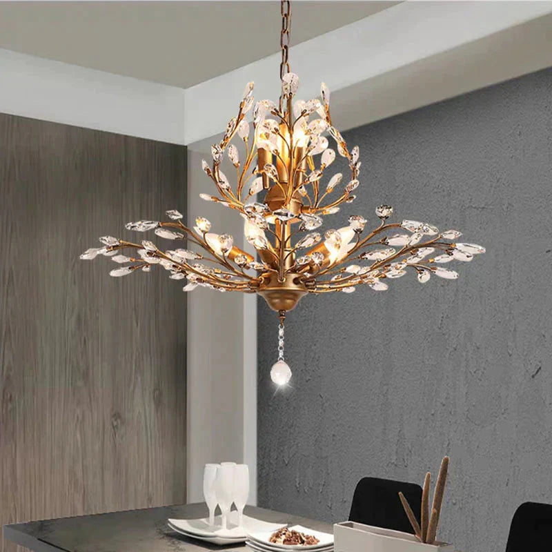 American Luxurious Crystal Chandelier E14 Led For Restaurant Lighting Modern Home Decor Fixtures