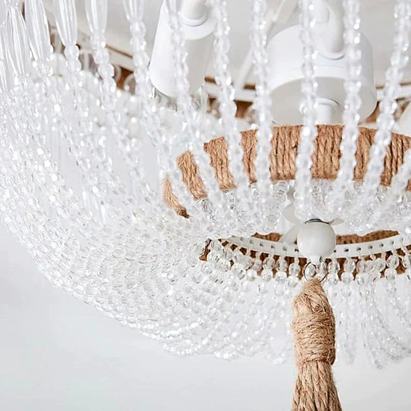 Modern Minimalist Round Wooden Beads E27 Led Pendant Lamp Children Bedroom Crystal Light Living
