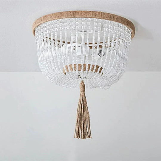 Modern Minimalist Round Wooden Beads E27 Led Pendant Lamp Children Bedroom Crystal Light Living