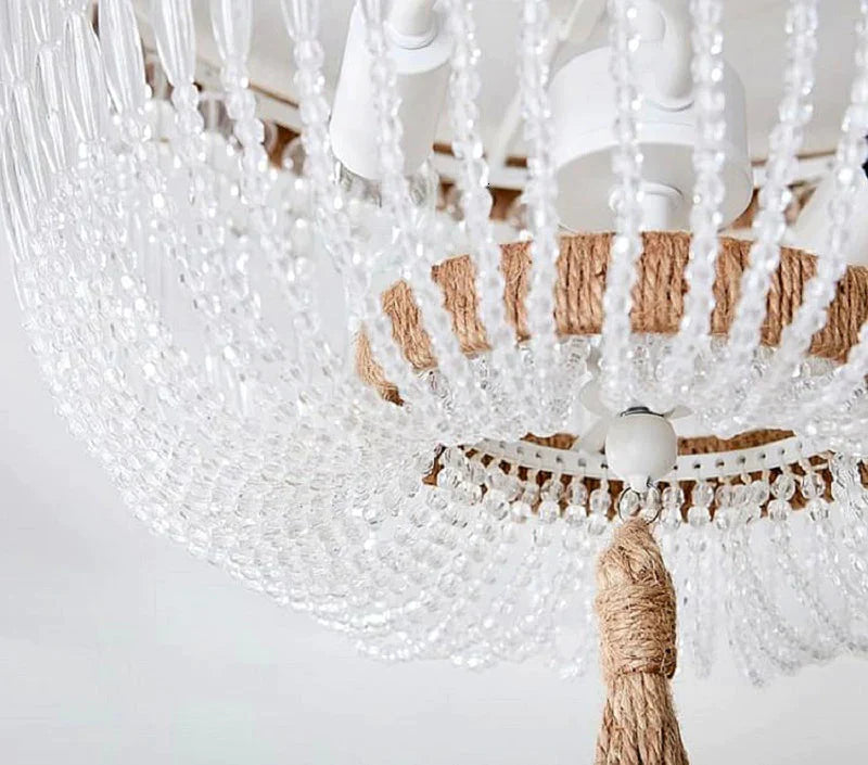 Modern Minimalist Round Wooden Beads E27 Led Pendant Lamp Children Bedroom Crystal Light Living