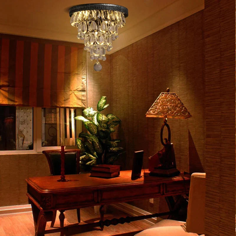 Modern Loft Industrial Vintage Retro Crystal Ceiling Lights E14 Plafonnier Led Lamp Fixture