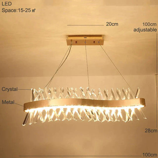 Luxury Crystal Pendant Light Living Room Led Lamps Dining Modern Hanging Lighting Bedroom Kitchen