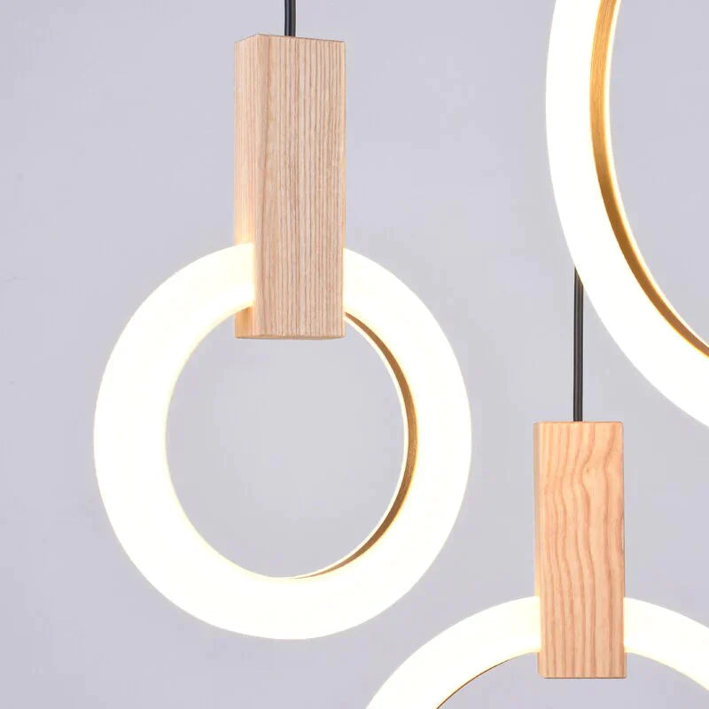 Ring Shaped Wooden Led Pendant Lights Bedroom Lamp Dining Room Indoor Home Decor Wood Hanging